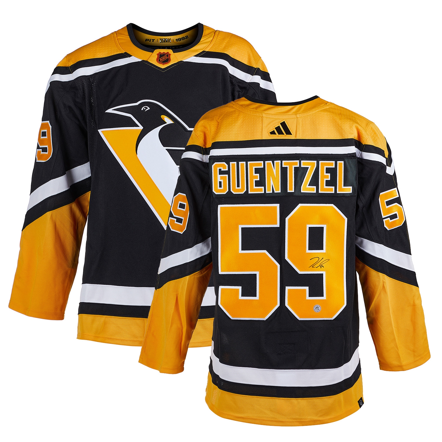 Jake Guentzel Signed Pittsburgh Penguins Reverse Retro 22 Adidas Jersey