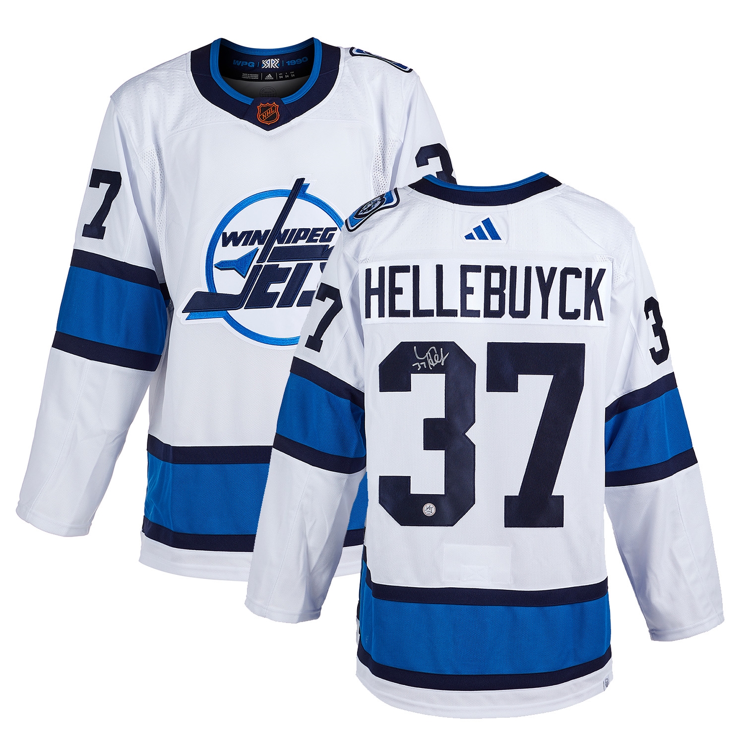 Connor Hellebuyck Signed Winnipeg Jets Reverse Retro 22 Adidas Jersey
