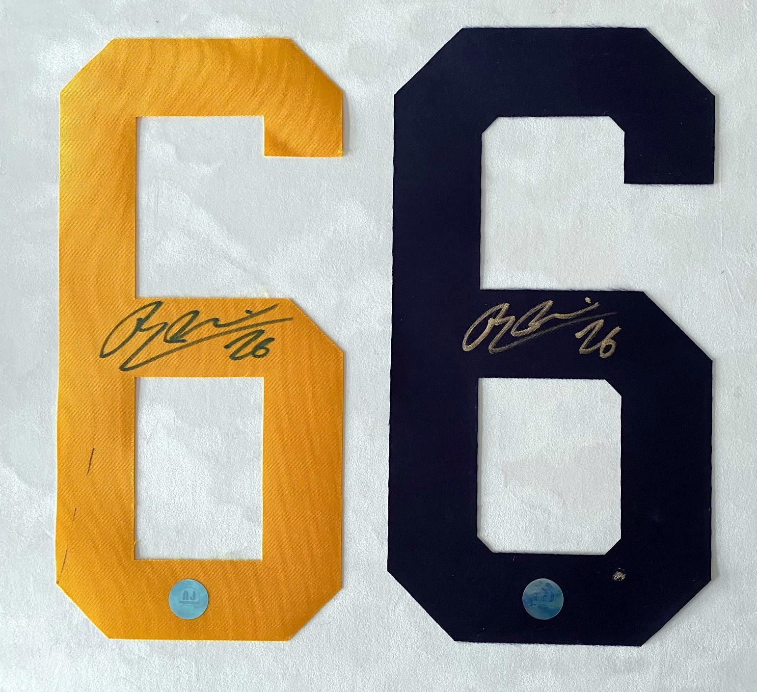 Rasmus Dahlin Autographed Buffalo Sabres Lot of 2 Loose Jersey Numbers (Flawed)