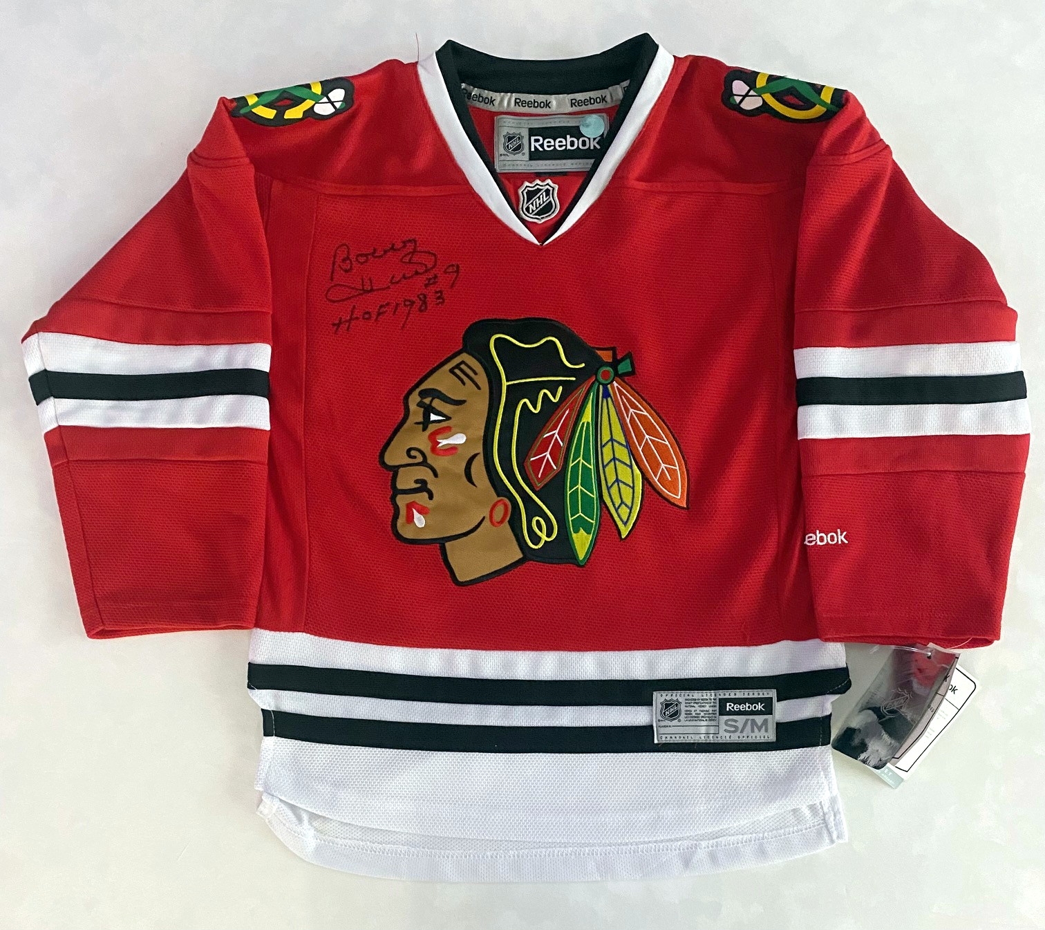 Bobby Hull Chicago Blackhawks Signed Youth Sized Jersey with HOF Note