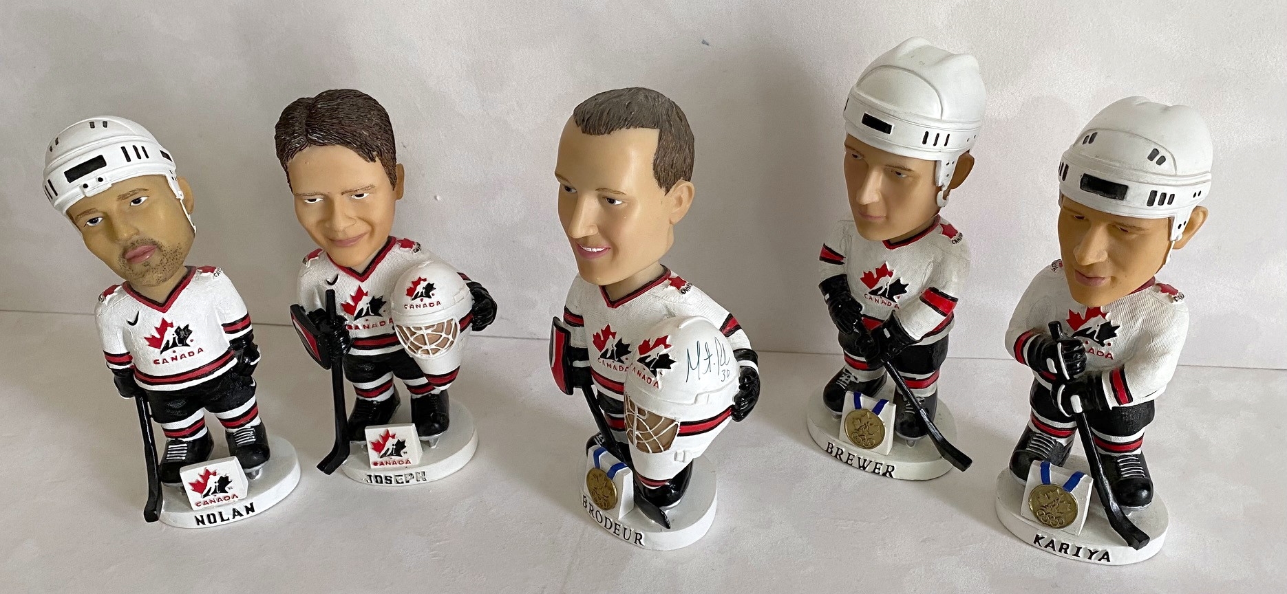 Martin Brodeur Signed Team Canada 2002 Olympic Gold Bobblehead + 4 - Lot of 5
