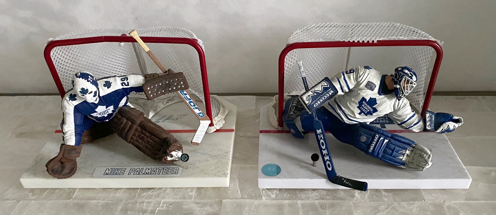 Mike Palmateer & Felix Potvin Signed Toronto Maple Leafs Custom Created Goalie Figurines (Flawed)