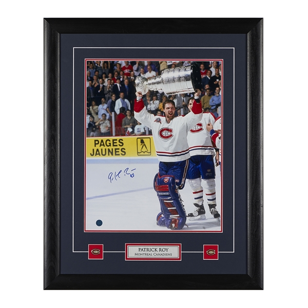 Patrick Roy Montreal Canadiens Signed 25x31 Stanley Cup Celebration Frame