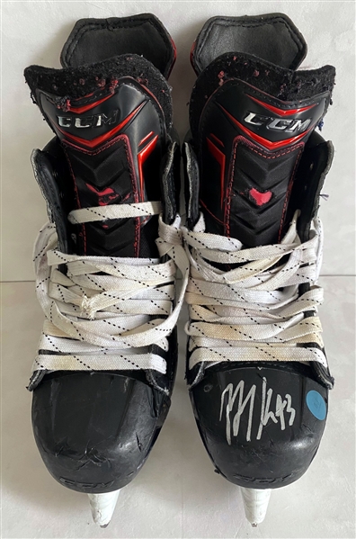 Nazem Kadri Toronto Maple Leafs Game Used & Signed CCM Hockey Skates with Team Set Blade Etching