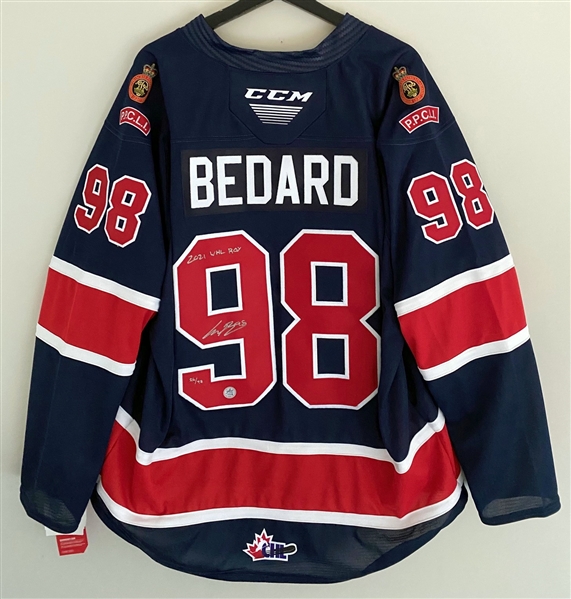 Connor Bedard Signed Regina Pats CCM Jersey with 2021 WHL ROY Note #26/98