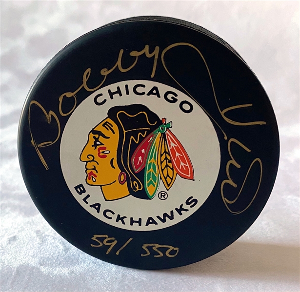 Bobby Hull Chicago Blackhawks Signed Hockey Puck #59/550