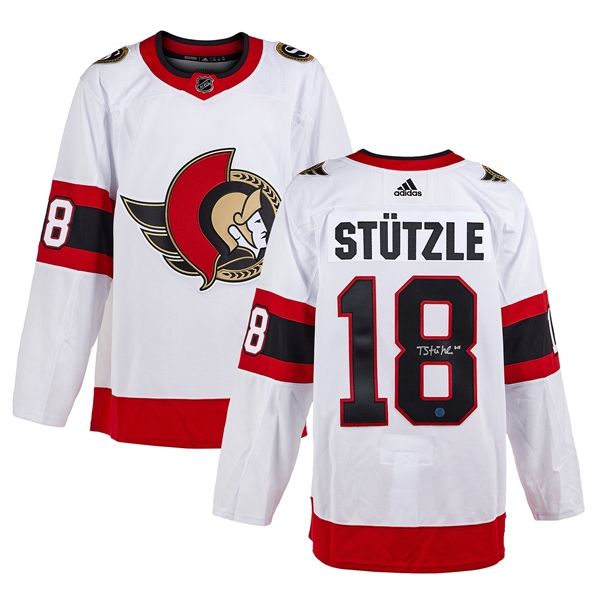 Tim Stutzle Ottawa Senators Signed White Adidas Jersey