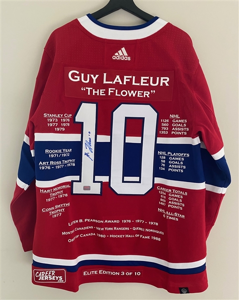 Guy Lafleur Montreal Canadiens Signed Elite Edition Career Jersey #3/10