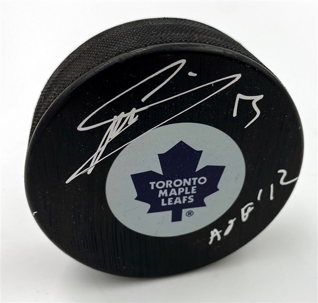 Mats Sundin Toronto Maple Leafs Signed Hockey Puck with HOF 12 Note