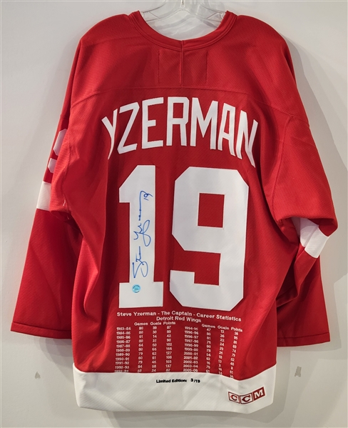 Steve Yzerman Autographed Detroit Red Wings Retro CCM Career Stats Jersey LE /19