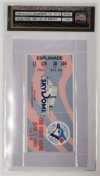 1989 Toronto Blue Jays SkyDome 1st Game Authentic And Certified Ticket Stub