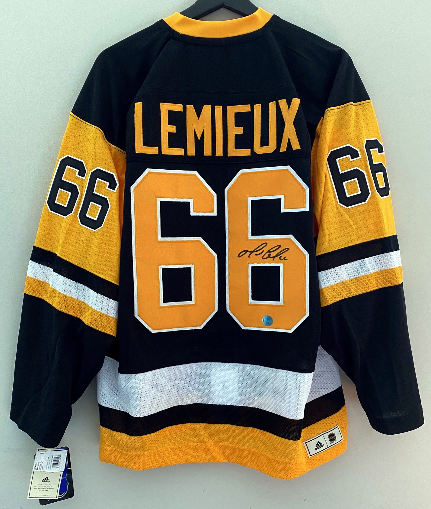 Mario Lemieux Pittsburgh Penguins Signed Adidas Heroes of Hockey Vintage Jersey with 1992 Stanley Cup Patch
