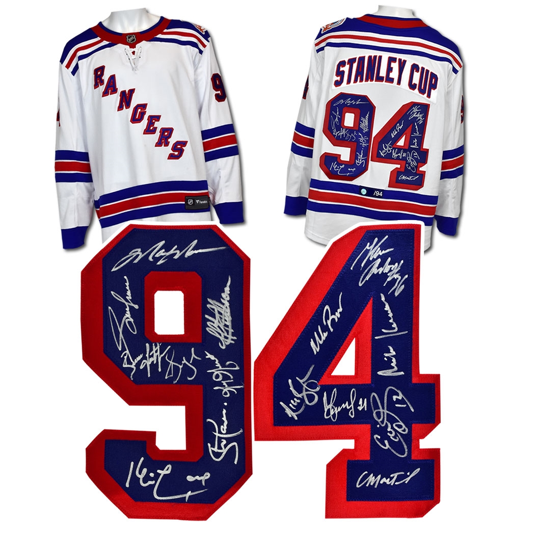 1994 New York Rangers 15 Player Team Signed Stanley Cup Jersey #/94
