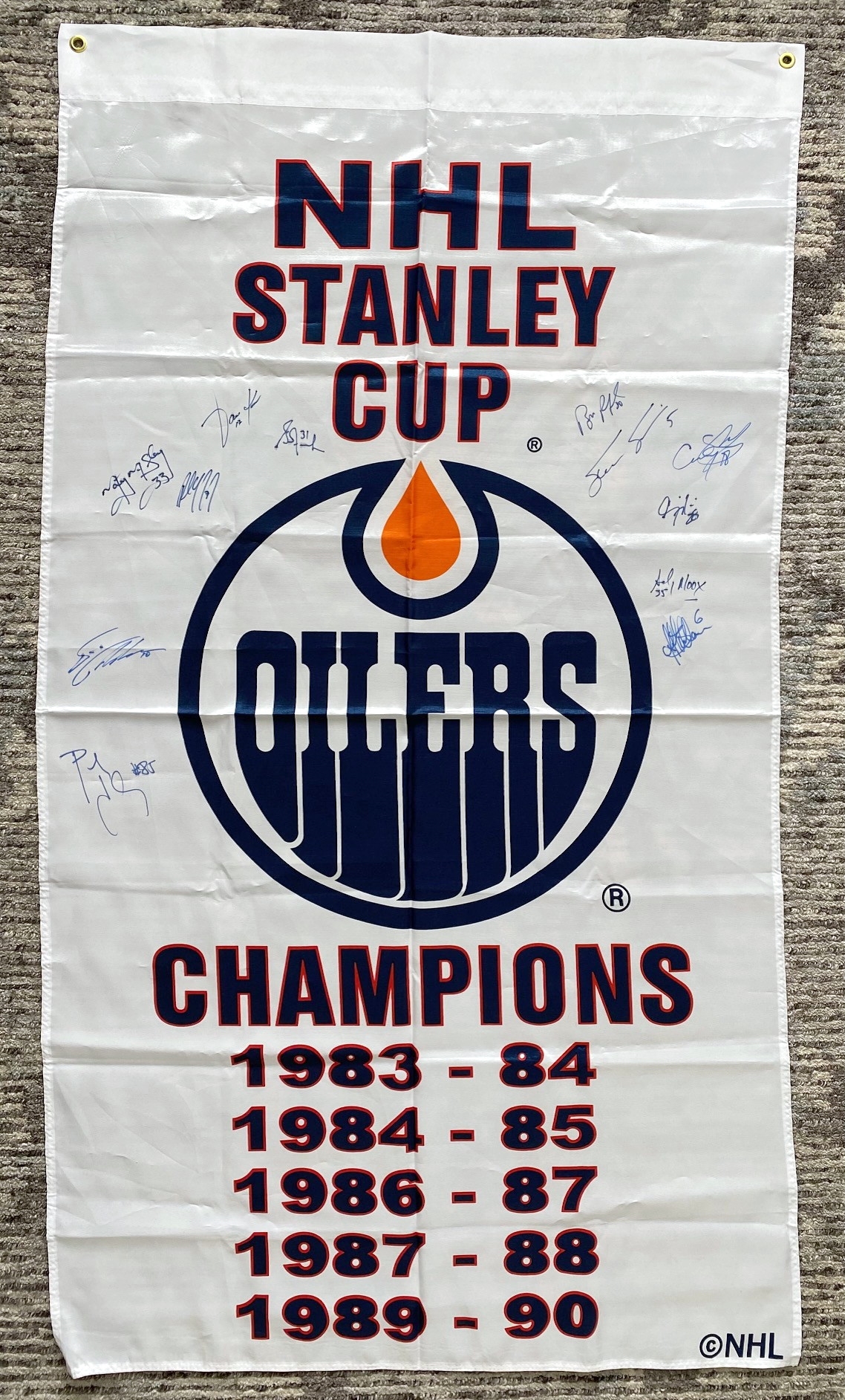 Edmonton Oilers Signed Stanley Cup 12 Player 36x60 Banner