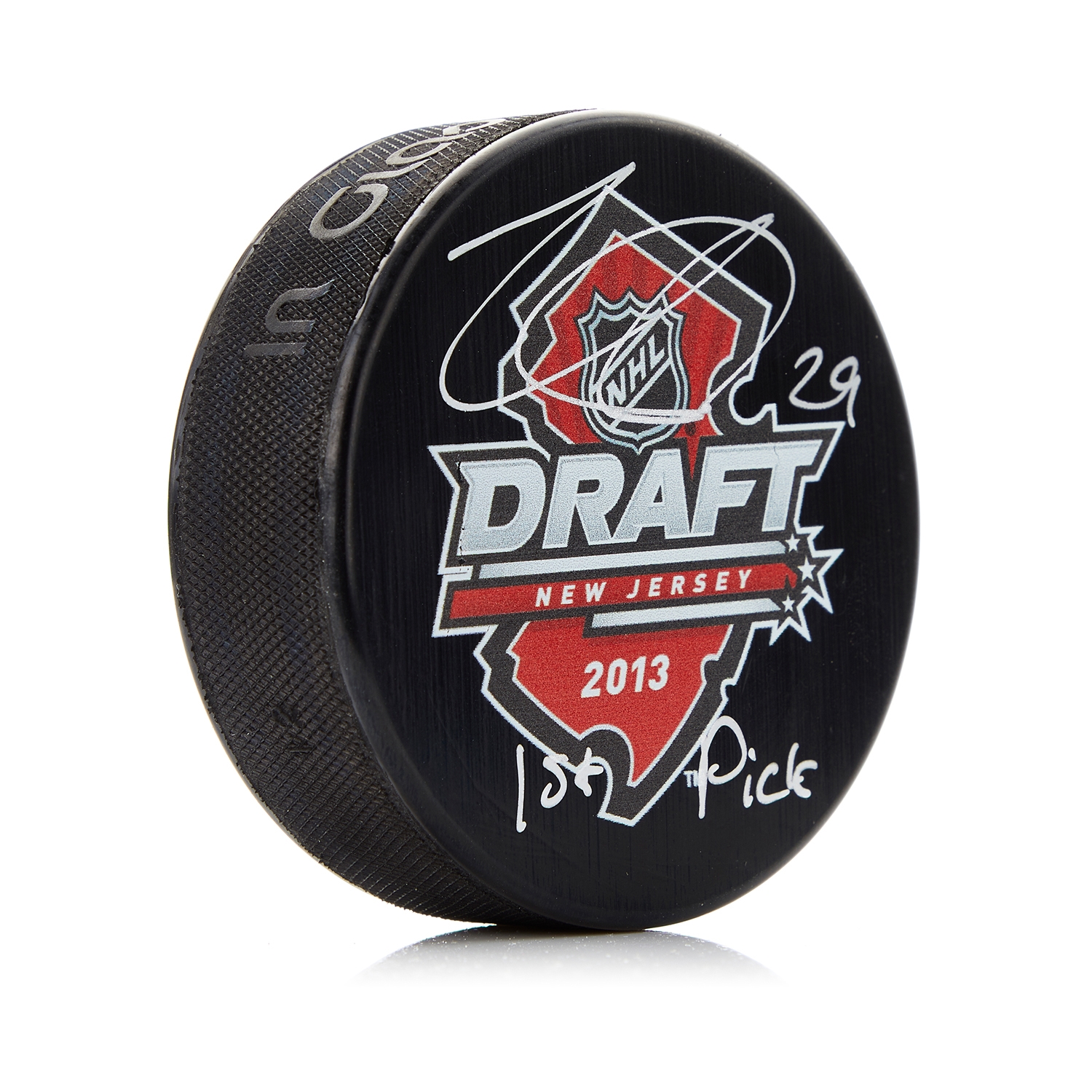 Nathan MacKinnon Signed 2013 NHL Draft Hockey Puck with 1st Pick Note