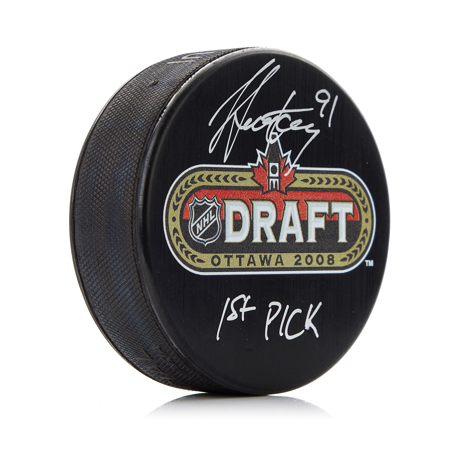 Steven Stamkos Signed 2008 NHL Draft Puck with 1st Pick Note