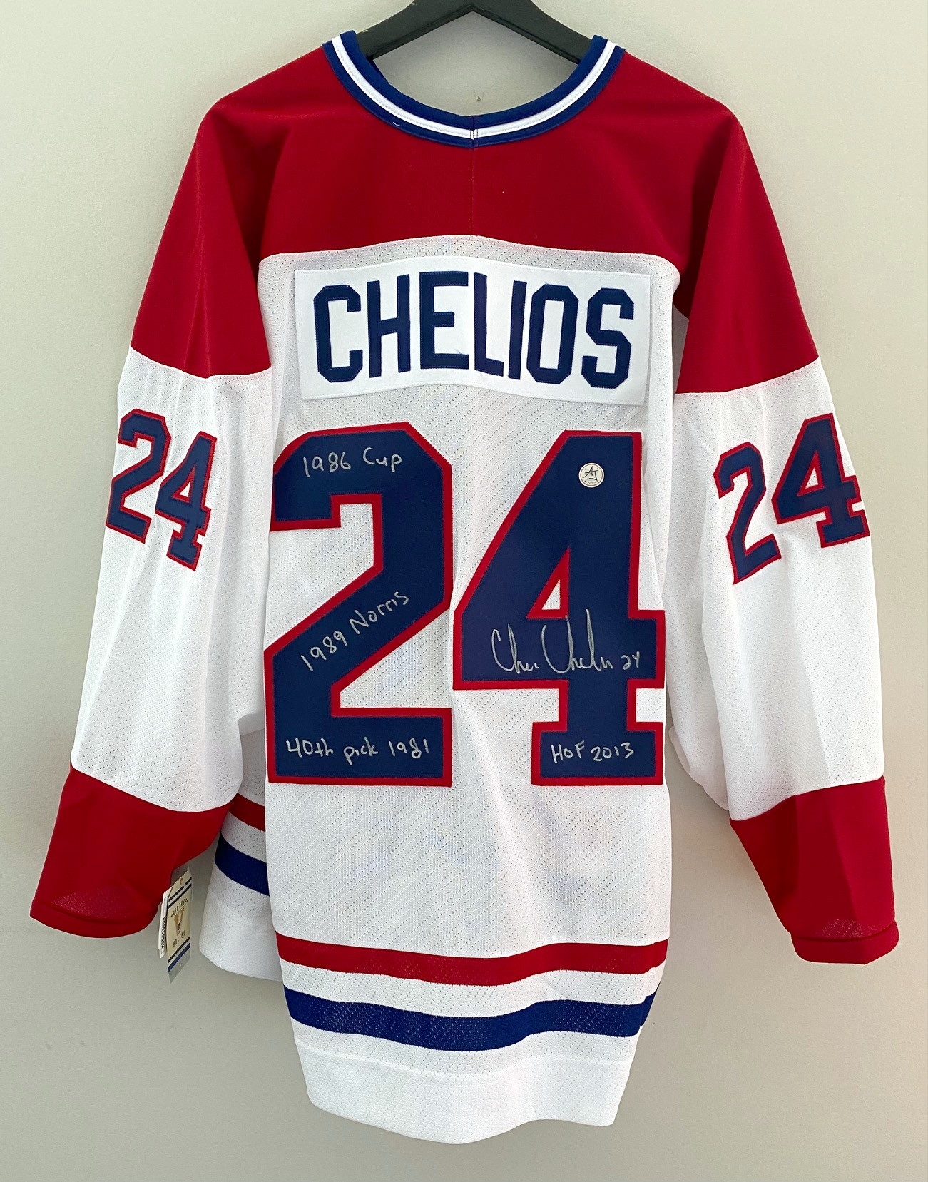Chris Chelios Montreal Canadiens Signed Vintage CCM Jersey with Career Highlights Noted