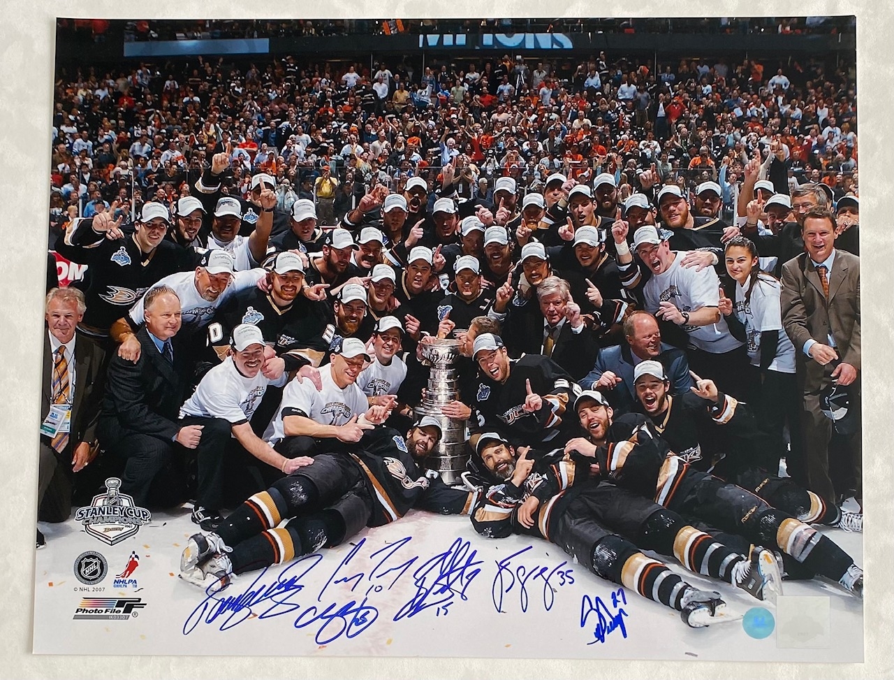 Anaheim Ducks Signed Stanley Cup 16x20 Photo: Niedermayer, Selanne, Pronger, Getzlaf, Perry, Giguere