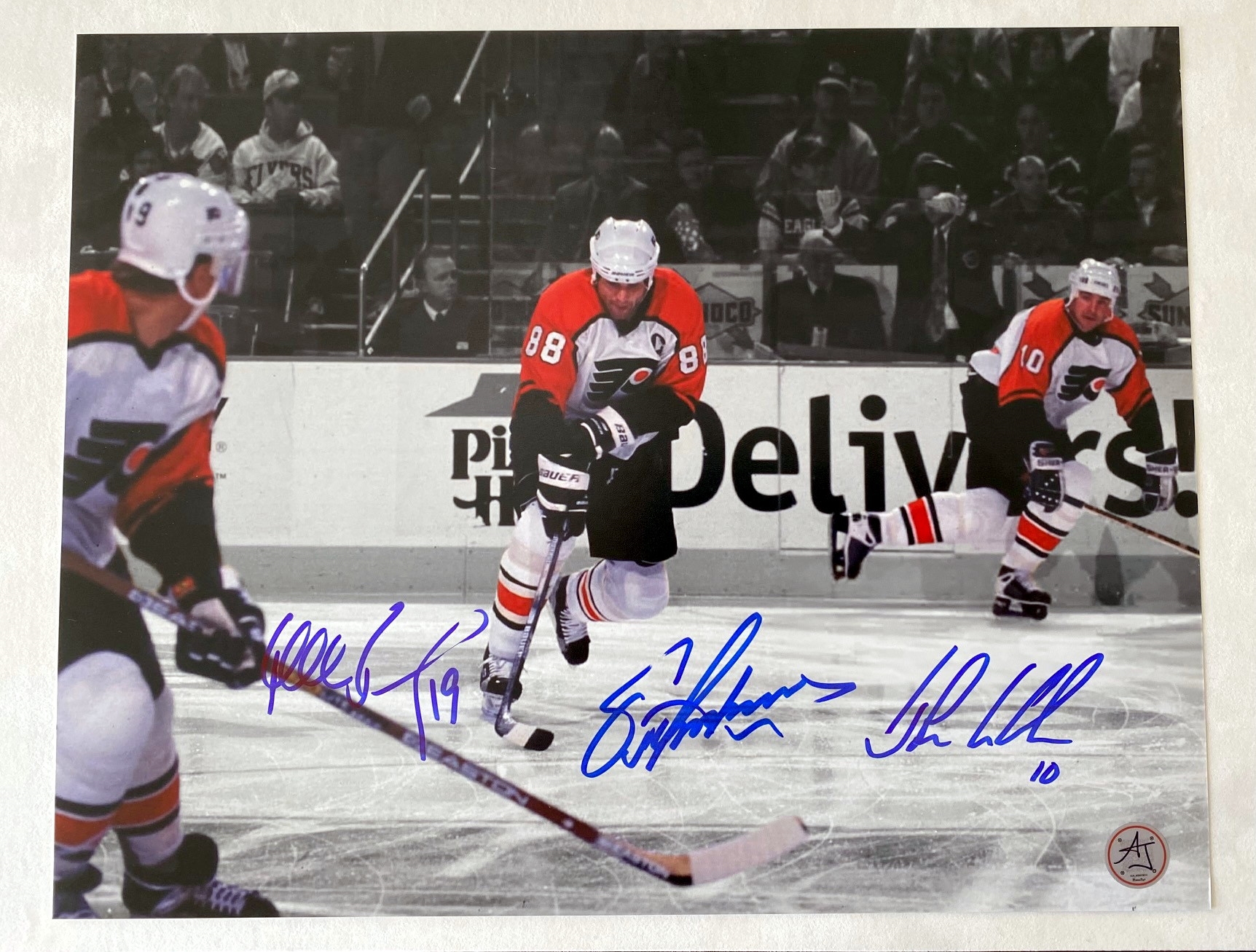 Philadelphia Flyers Triple Signed Legion Of Doom Line 11x14 Photo - Lindros,  LeClair & Reneberg