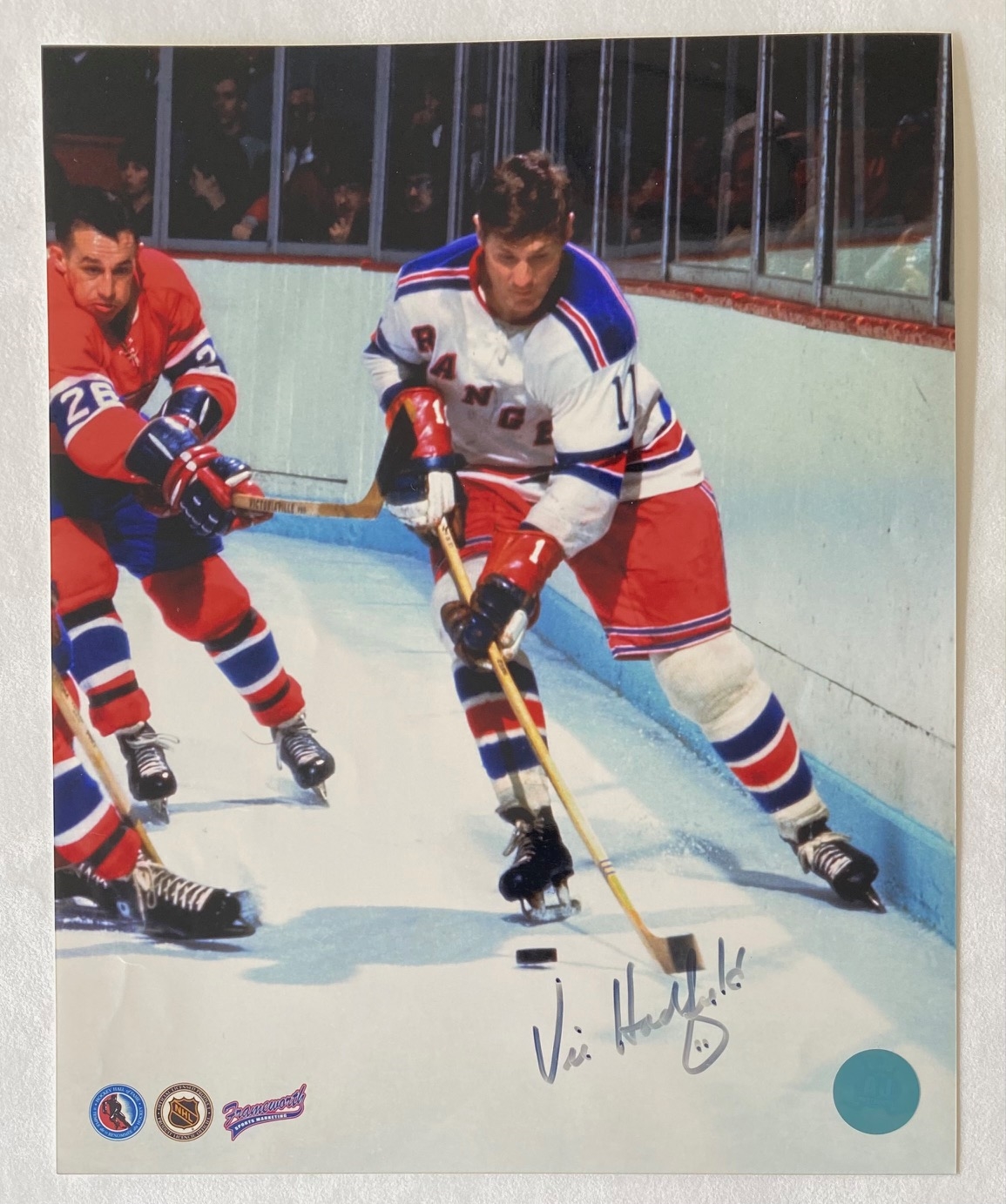 Vic Hadfield New York Rangers Signed 8x10 Photo (Flawed)