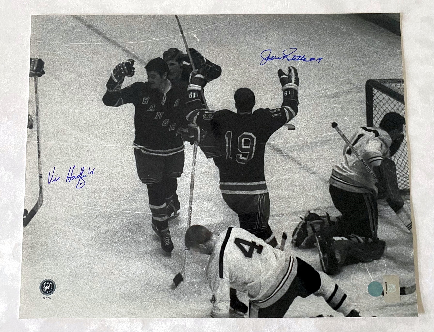 Jean Ratelle & Vic Hadfield New York Rangers Signed GAG Line 16x20 Photo