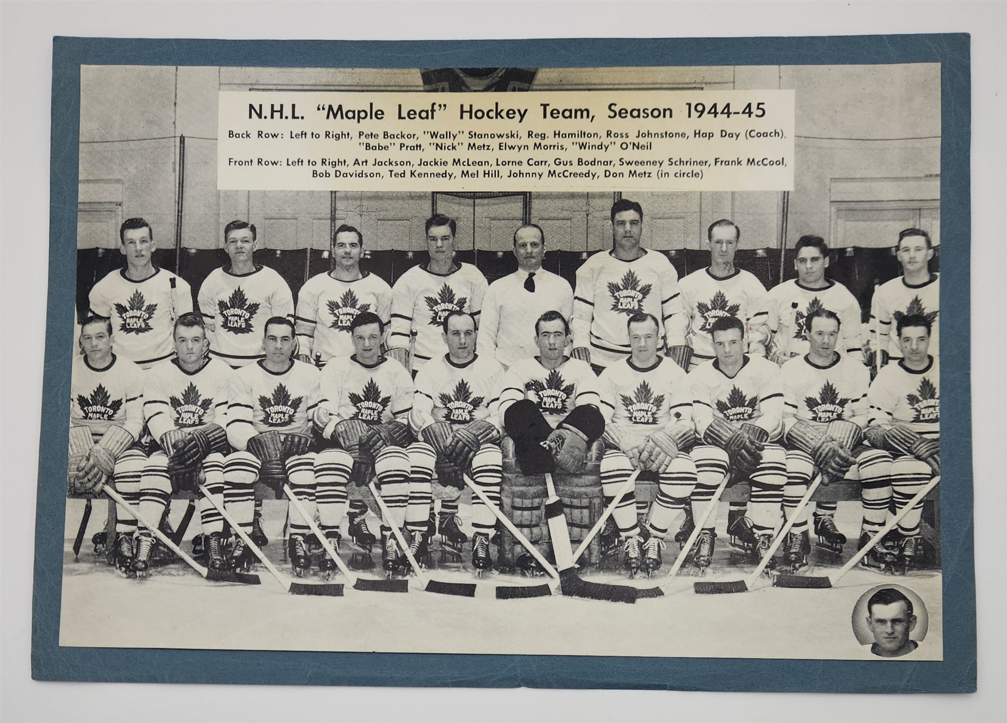Toronto Maple Leafs 1944-45 Beehive Stanley Cup Champions Team Promotional Photo