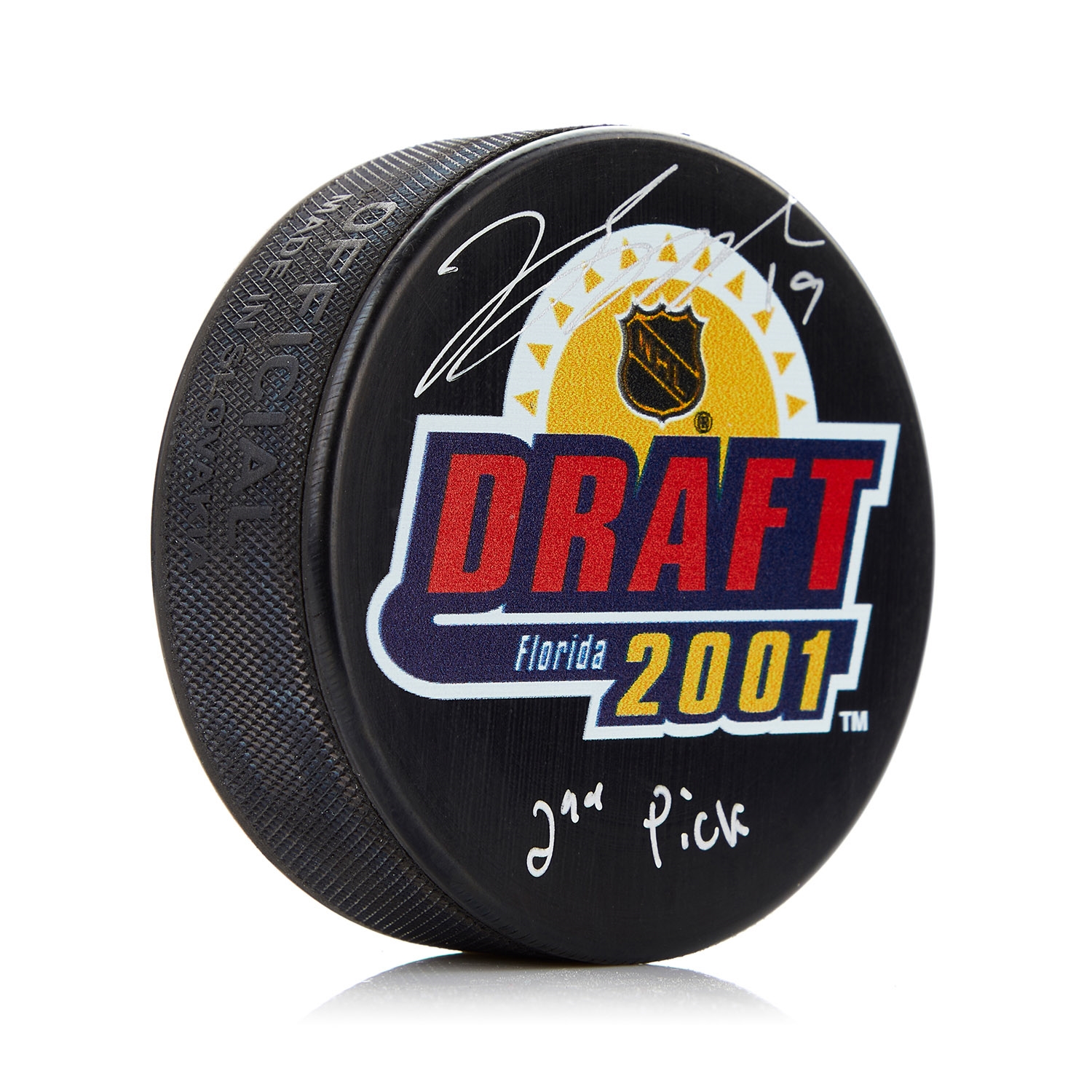 Jason Spezza Signed 2001 NHL Entry Draft Puck with 2nd Pick Note