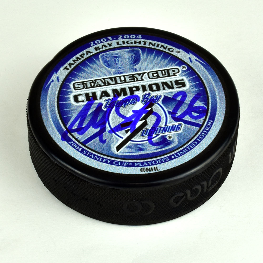 Martin St Louis Tampa Bay Lightning Autographed 2004 Stanley Cup Puck