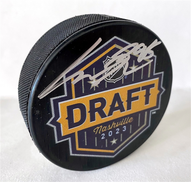 Connor Bedard Signed 2023 NHL Entry Draft Hockey Puck