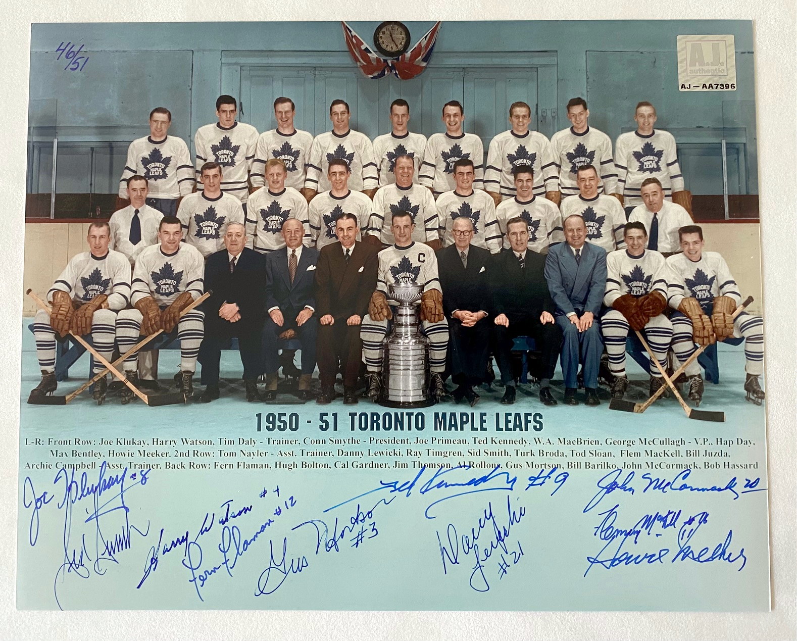 Lot Detail - 1950-51 Toronto Maple Leafs 10 Signature Stanley Cup Team ...