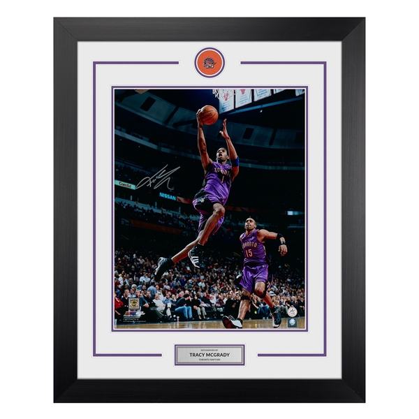 Tracy McGrady Signed Toronto Raptors Fast Break 26x32 Frame