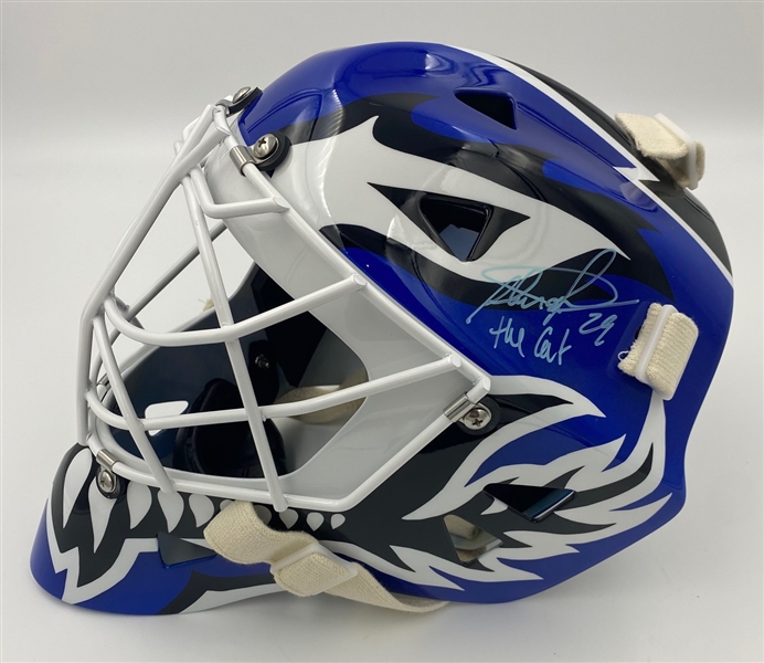 Felix Potvin Toronto Maple Leafs Signed Hand-Painted Full Size Goalie Mask with the Cat Note