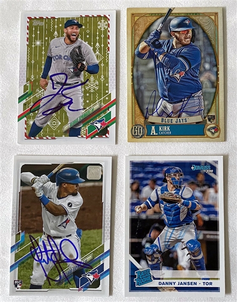 George Springer, Danny Jansen, Kirk, Espinal Signed Blue Jays Lot of 4 MLB Trading Cards