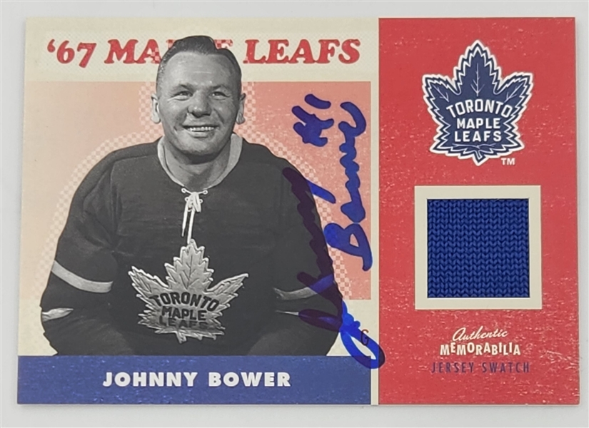 Johnny Bower Signed 2007 Upper Deck Toronto Maple Leafs 1967 Commemorative Jersey Card