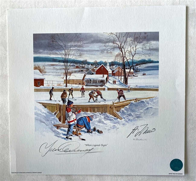 Guy Lafleur & Yvan Cournoyer Signed Where Legends Begin 10x10 Pond Hockey Lithograph