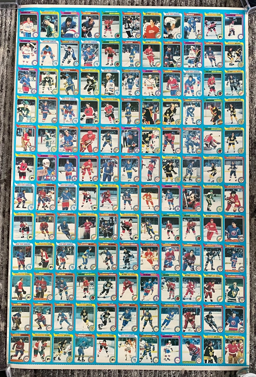 1979-80 O-Pee-Chee NHL Hockey Uncut Sheet - 132 Trading Cards