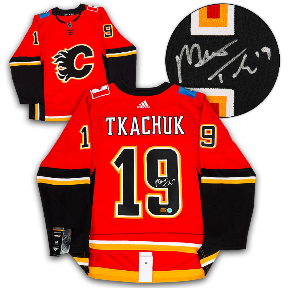 Matthew Tkachuk Calgary Flames Signed Black Logo adidas Jersey