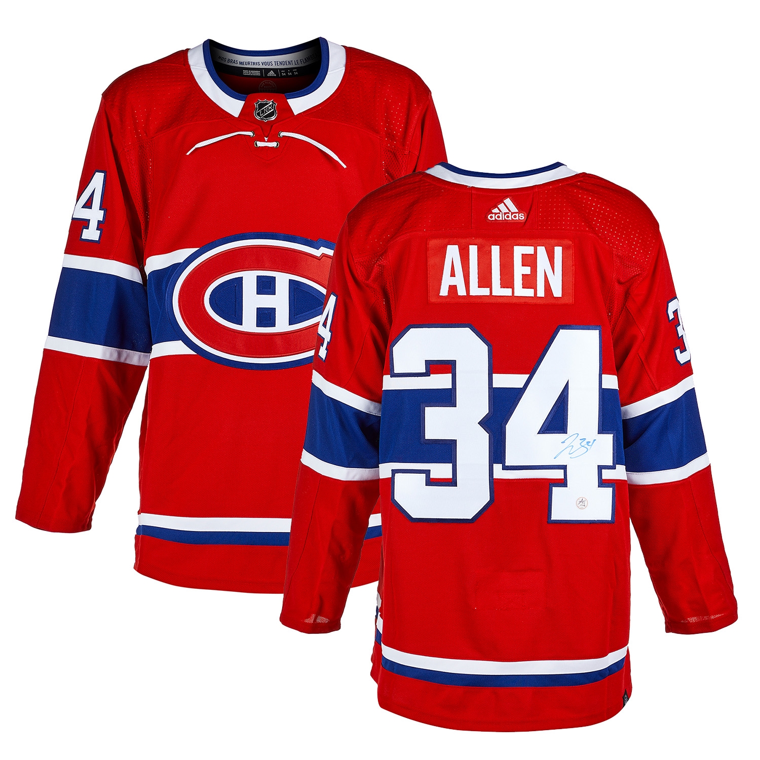 Jake Allen Autographed Montreal Canadiens adidas Jersey