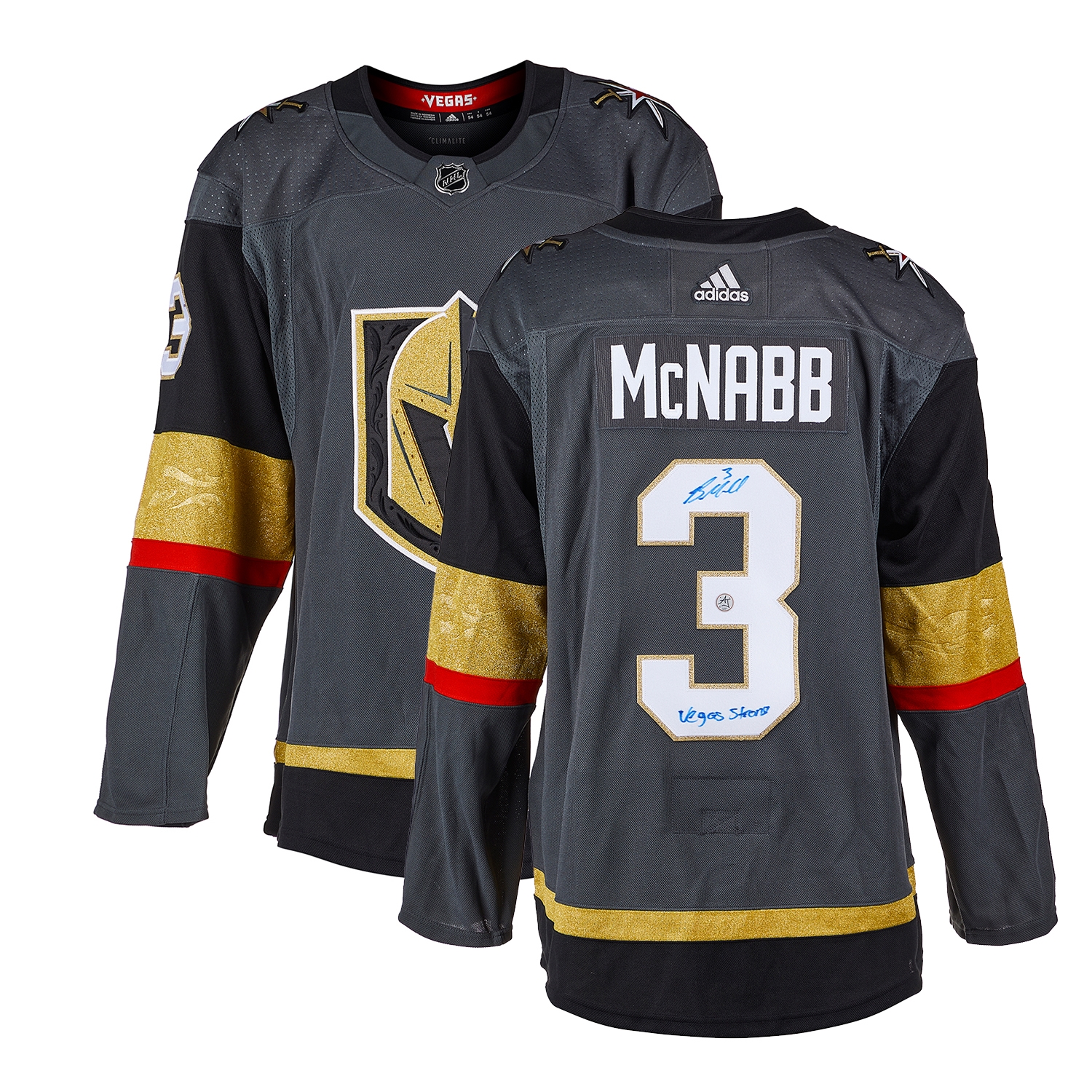 Brayden McNabb Signed Vegas Golden Knights adidas Jersey with Vegas Strong Note