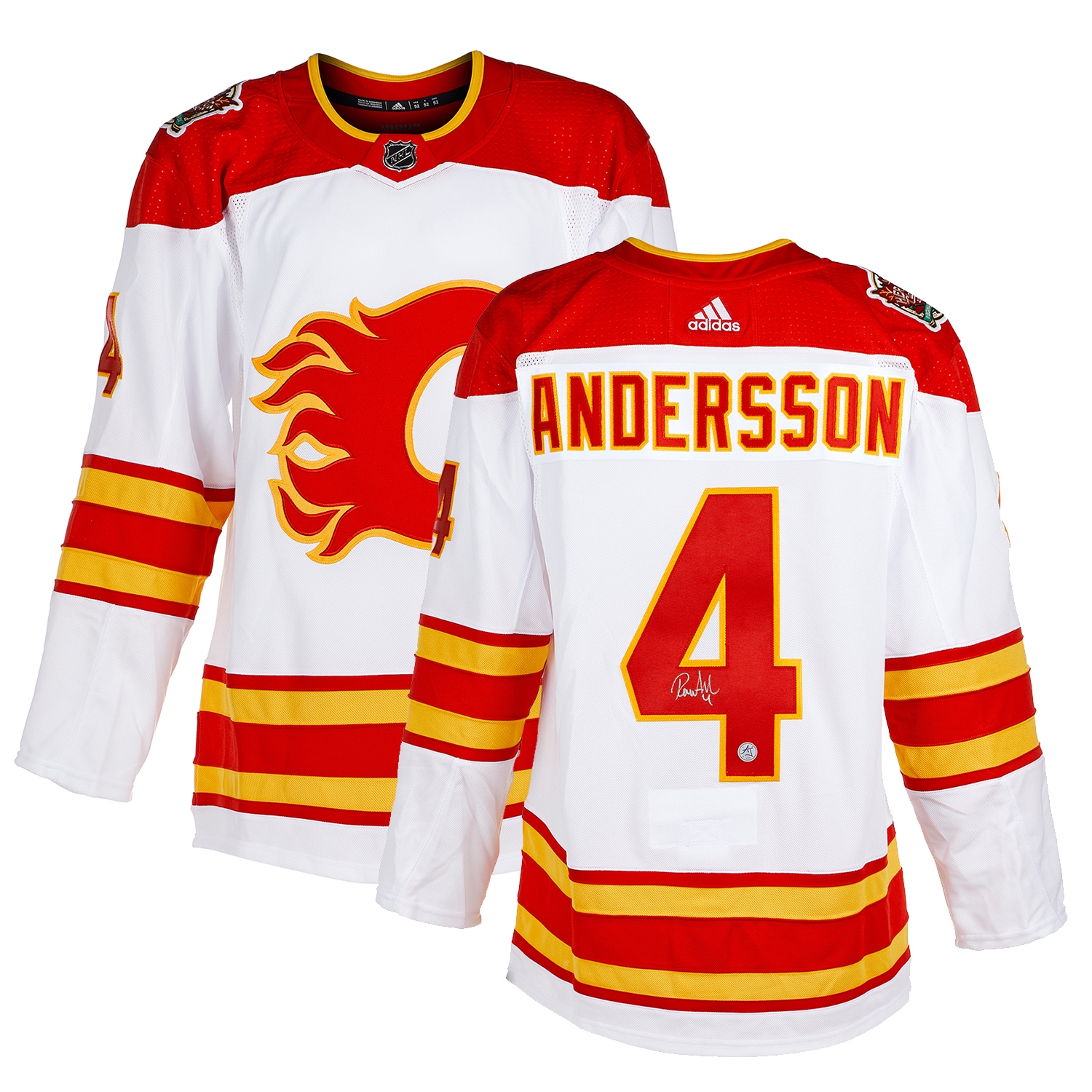 Rasmus Andersson Signed Calgary Flames 2019 Heritage Classic adidas Jersey