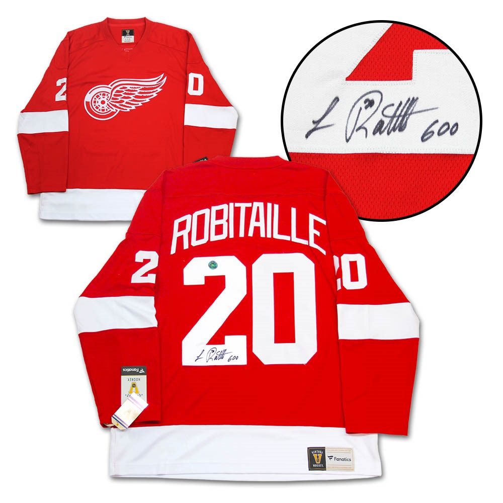 Luc Robitaille Detroit Red Wings Signed 600 Goal Fanatics Retro Jersey