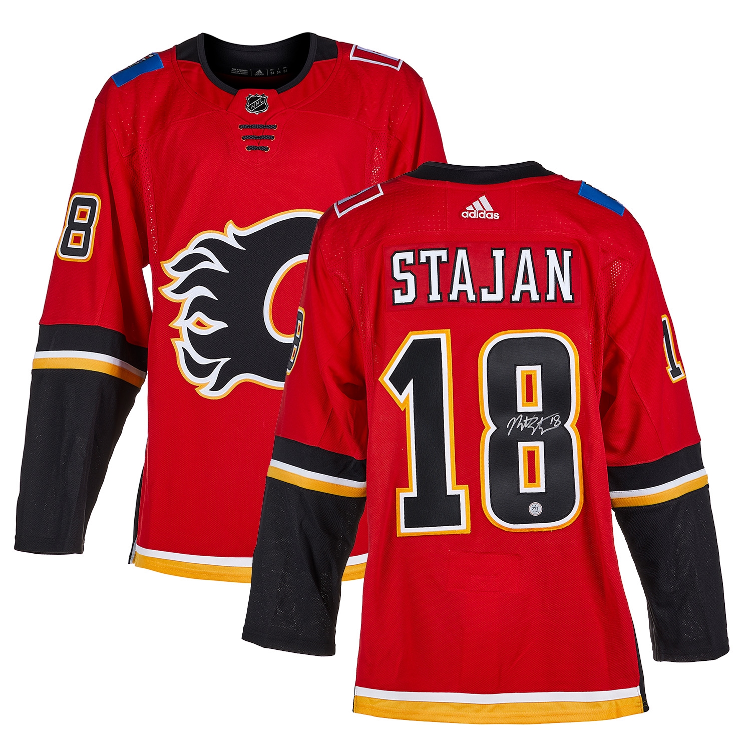 Matt Stajan Calgary Flames Autographed adidas Jersey