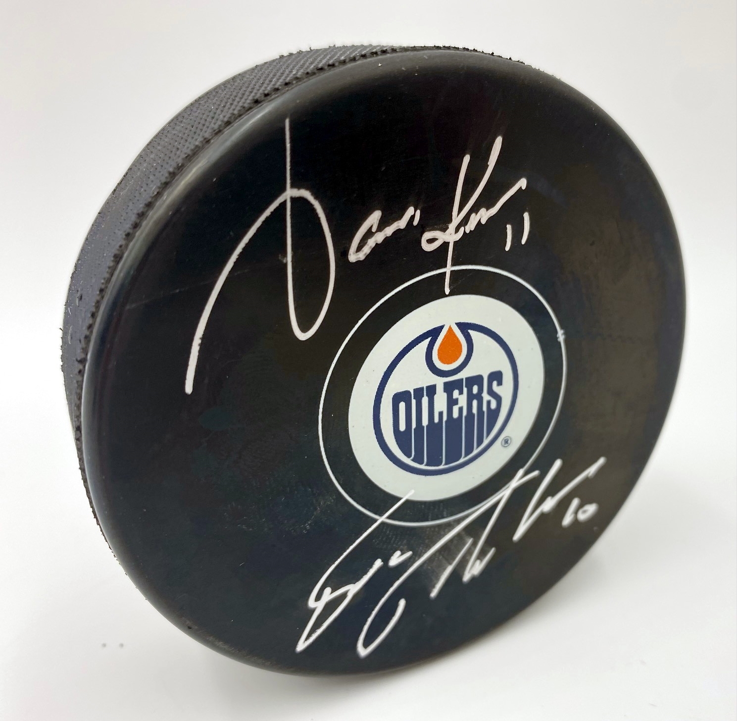 Jari Kurri & Esa Tikkanen Dual Signed Edmonton Oilers Hockey Puck