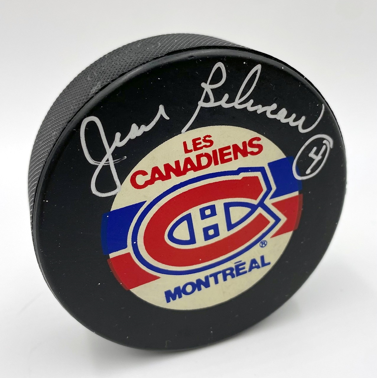 Jean Beliveau Montreal Canadiens Signed Vintage NHL Official Game Puck