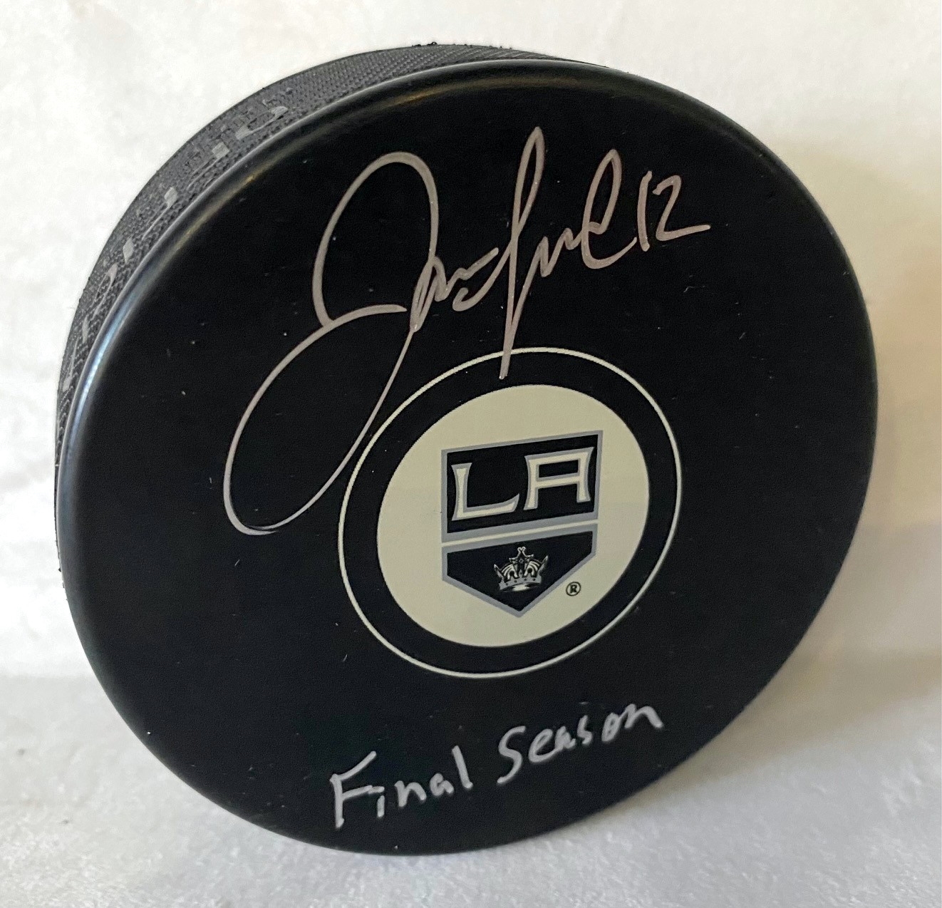 Jarome Iginla Los Angeles Kings Signed Puck with Final Season Note