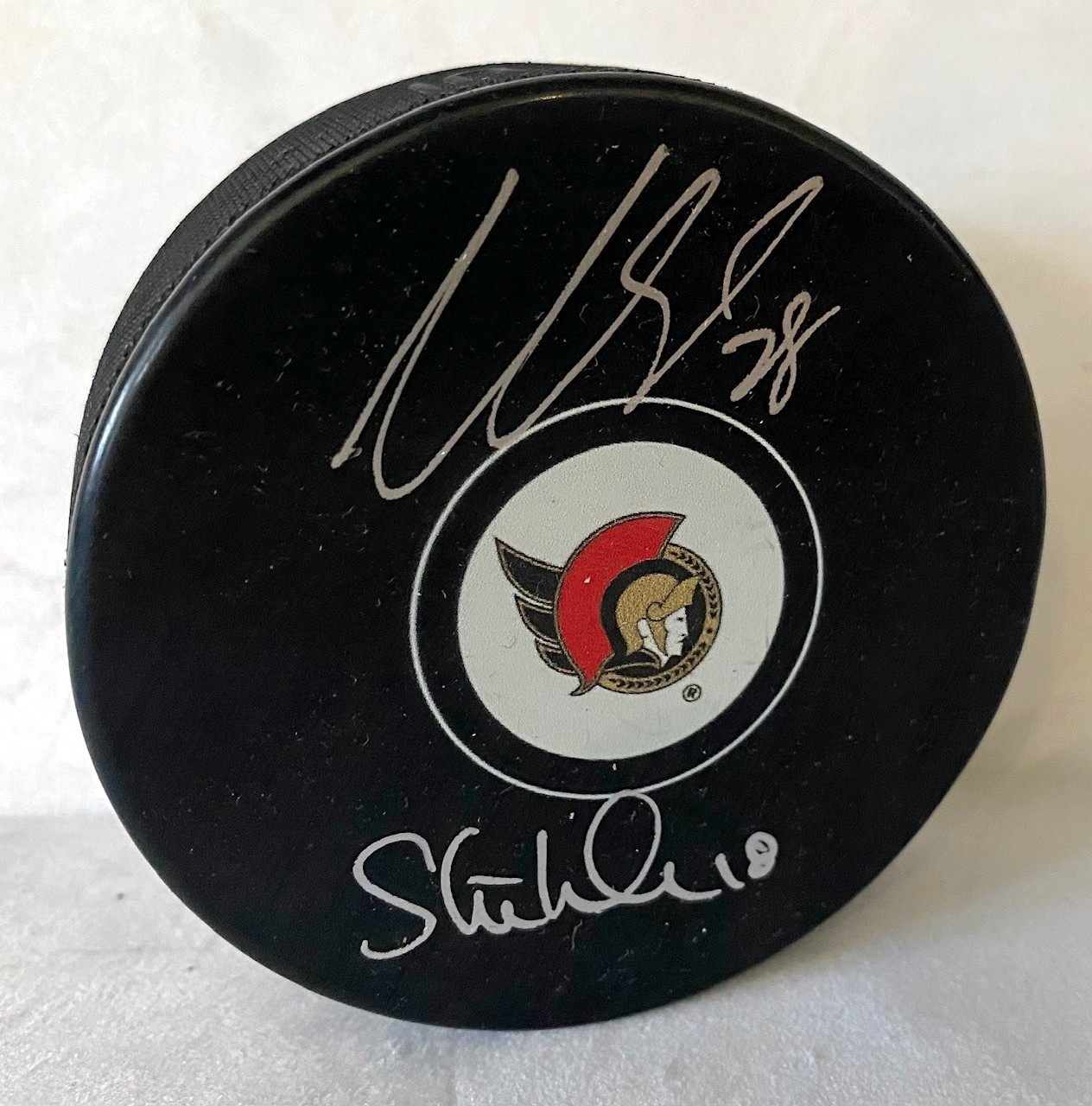 Tim Stutzle & Claude Giroux Dual Signed Ottawa Senators Hockey Puck