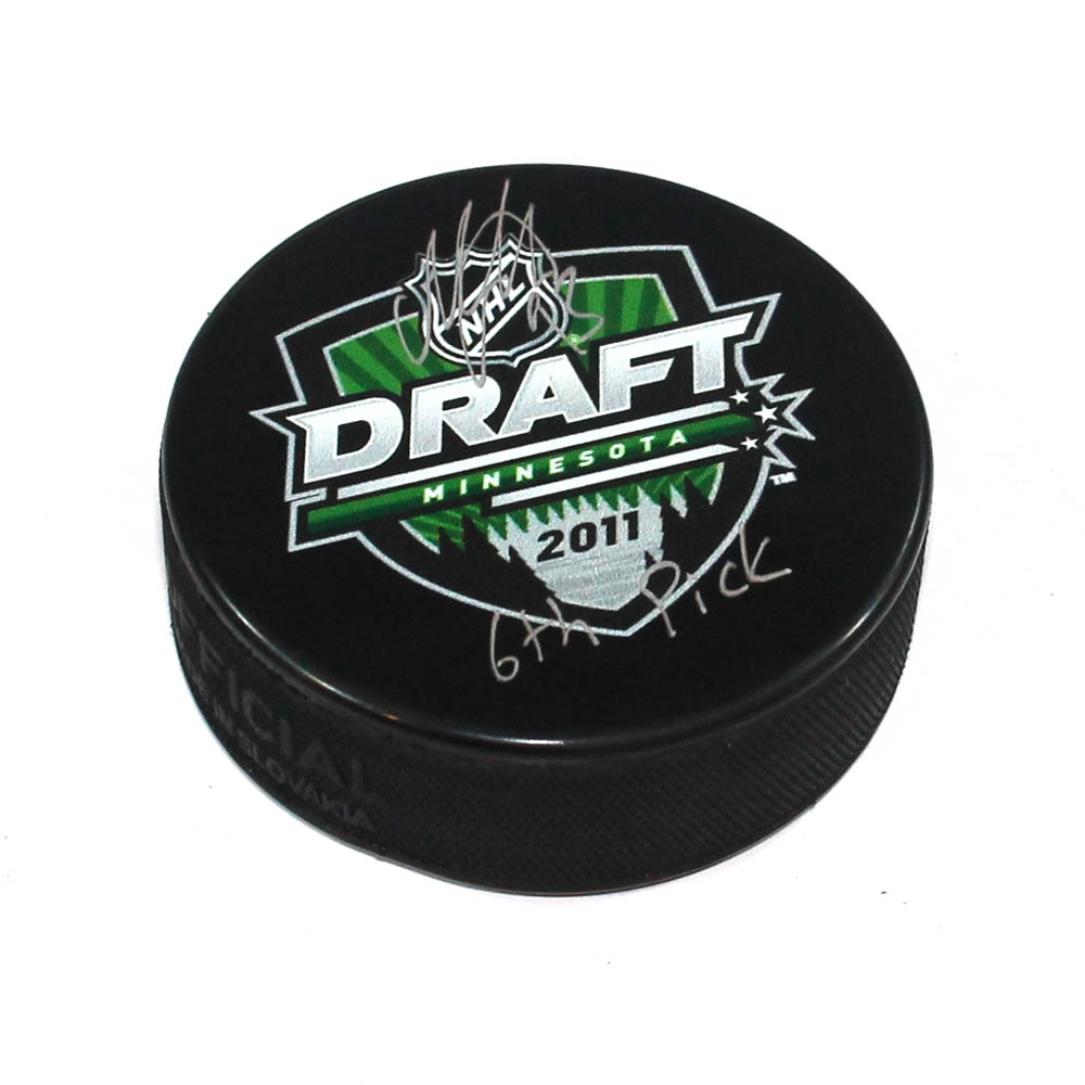 Mika Zibanejad Signed 2011 NHL Entry Draft Puck with 6th Pick Note
