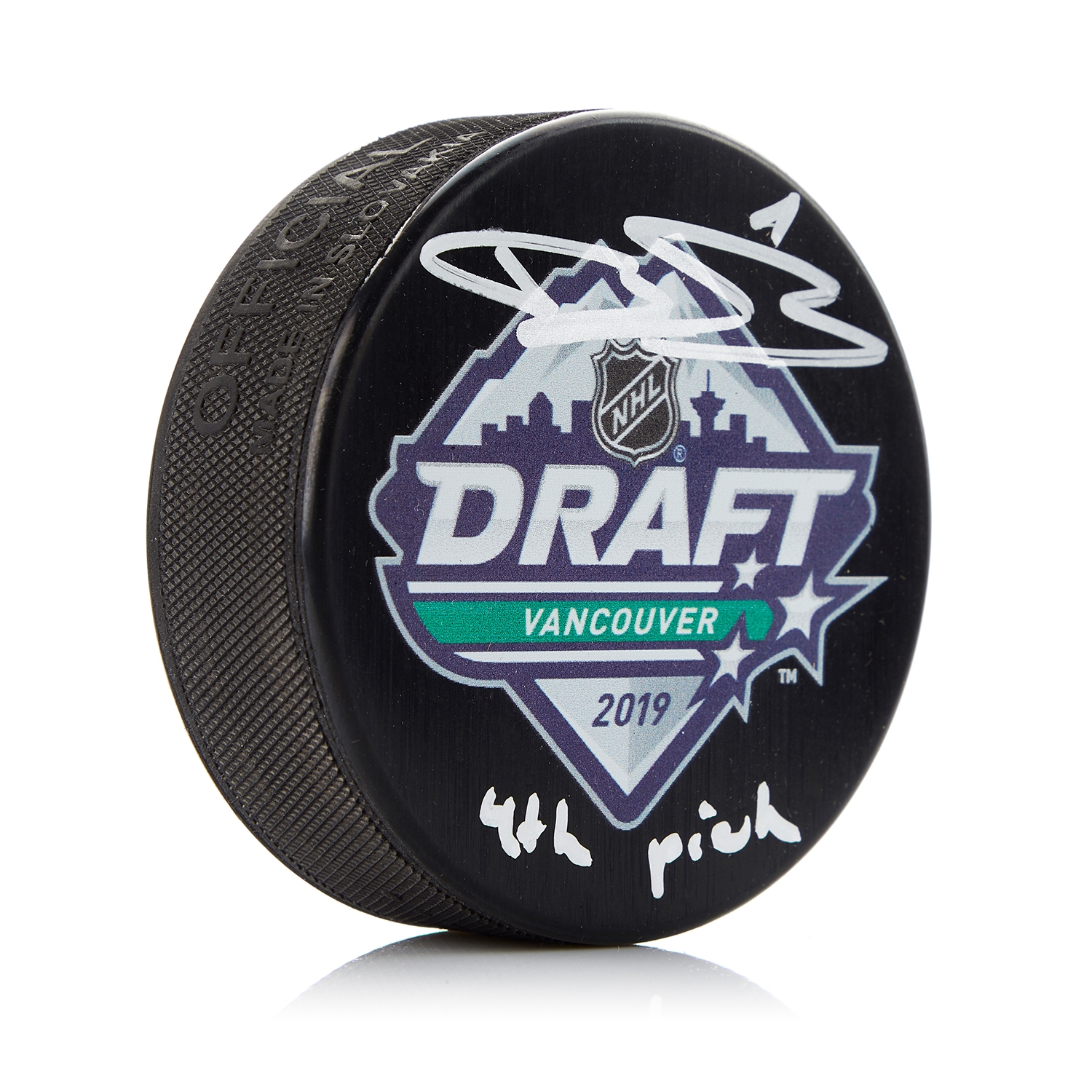 Bowen Byram Signed 2019 NHL Entry Draft Puck with 4th Pick Note