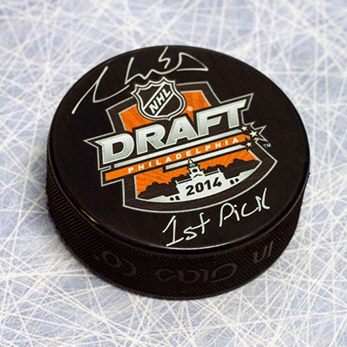 Aaron Ekblad Signed 2014 NHL Entry Draft Puck with 1st Pick Note