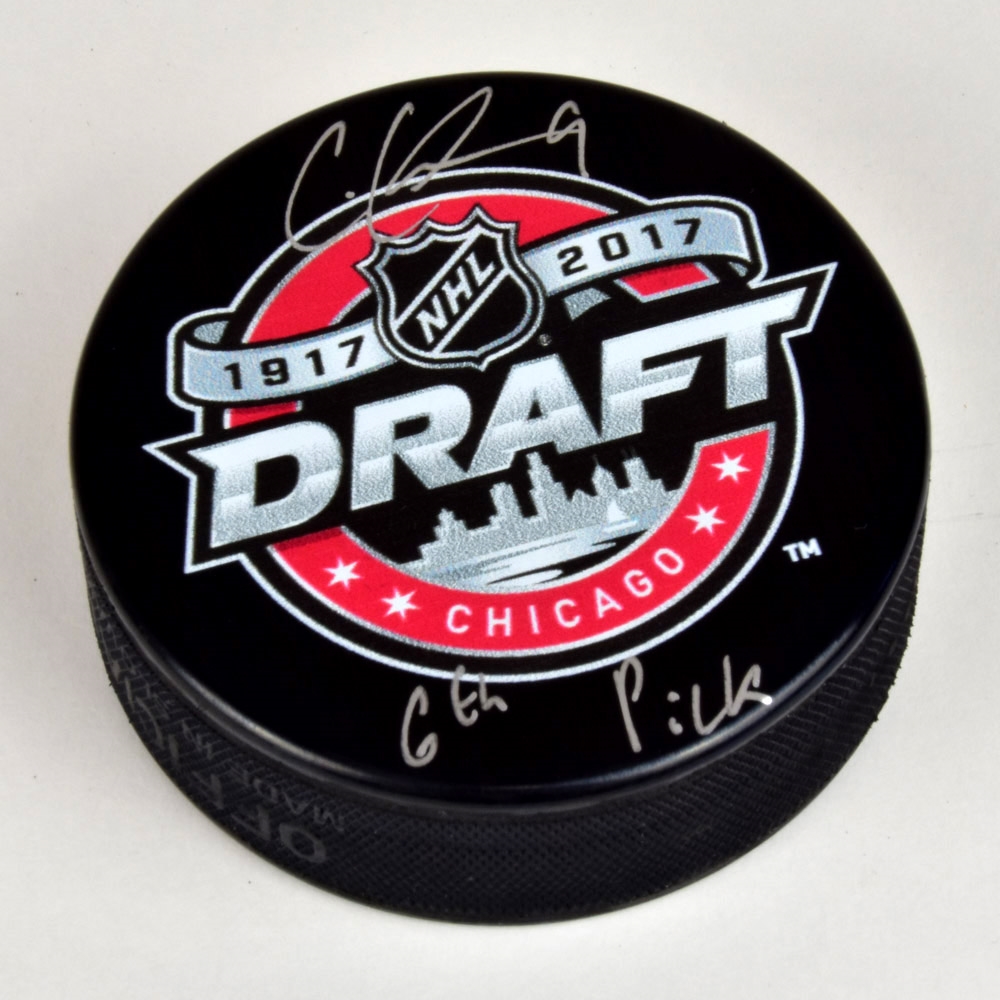 Cody Glass Signed 2017 NHL Entry Draft Puck with 6th Pick